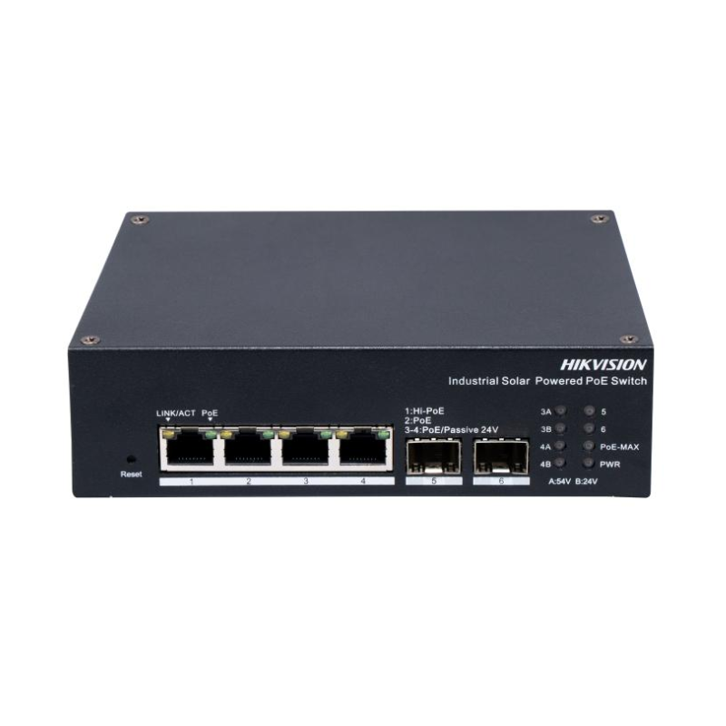 DS-3T1506HP-EI-UPS Switch Solar Industrial PoE 4 Puertos