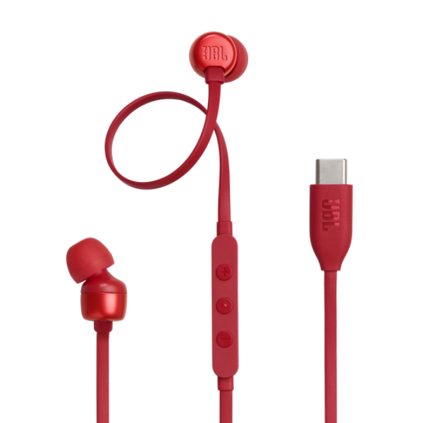 AURICULAR JBL T310C CABLEADO USB C ROJO